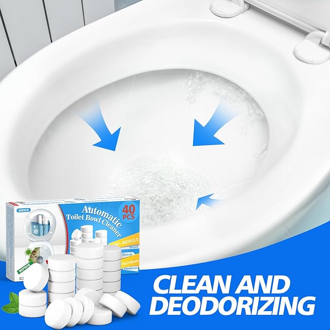 USKICH Toilet Bowl Cleaner 40 PACK, Household Automatic Toilet Bowl Cleaners with Bleach, Bathroom Toilet Tank Cleaners Tablets with Sustained-Release Technology for Deodorizing & Descaling-Ruum Studio Home