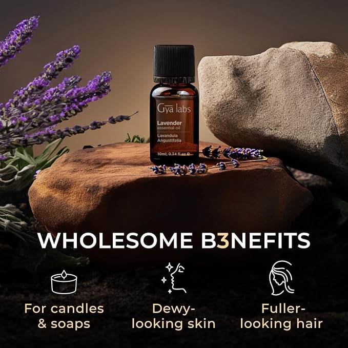 Gya Labs Lavender Essential Oil for Diffuser - 0.34 Fl Oz - 100% Pure Natural Lavender Oil for Skin, Hair, Massage, Aromatherapy & Candle Making Scent-Ruum Studio Home