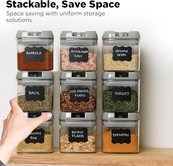 Shazo 9 PC Airtight Food Storage Containers - BPA Free Clear Plastic Snack & Spice Containers with Easy Lock Lids - Kitchen and Pantry Organization for Herbs, Coffee, Tea - 0.5L / 2.1 Cups-Ruum Studio Home