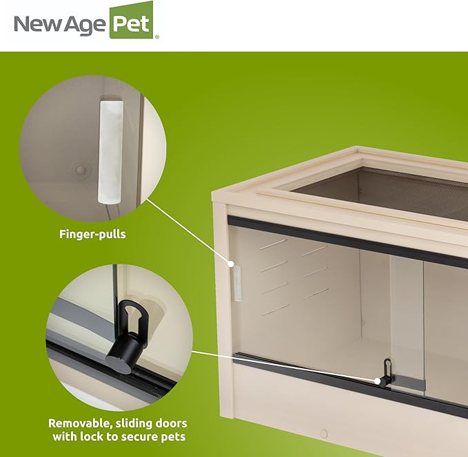New Age Pet ECOFLEX 36" Mojave Reptile Lounge -Durable Wood Plastic Composite Habitat with Ventilation, Removable Glass Doors & Lock, Easy Assembly, for Tortoises, Snakes, Iguanas-Ruum Studio Home
