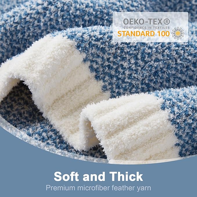 Snuggle Sac Blue Bedding Blanket Twin Size for Bed and Sofa, Reversible Super Soft Blankets Warm Cozy Knit Blankets Fuzzy Plush for Couch, Living Room, Blue, 60x80 inches-Ruum Studio Home