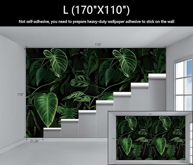 WFBHUA-Green Banana Leaf Wallpaper Mural Tropical Jungle Botanical Leaves Wallpaper for Living Room Bedroom(Not Peel and Stick)-Ruum Studio Home