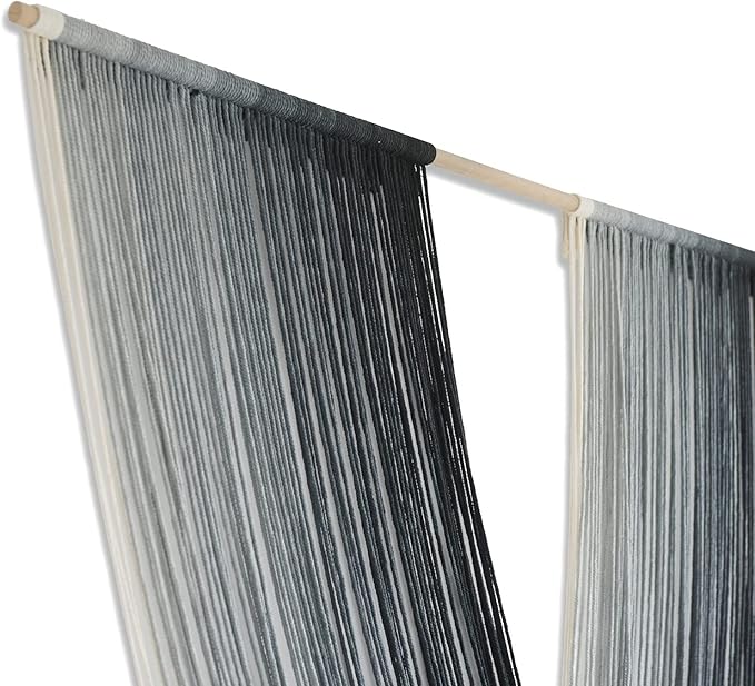 Flber Macrame Wall Hanging Large-Scale Dip-Dye Blue Bohemian Yarn Tapestry Home Room Wall Decor 57" Wx 35" L-Ruum Studio Home