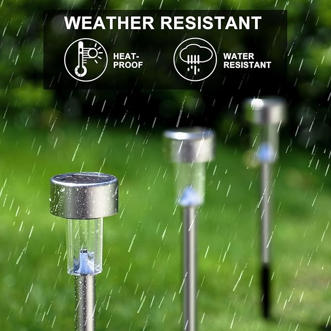 Solar Lights Outdoor Waterproof, Stainless Steel LED Landscape Lighting, Solar Garden Lights Solar Powered, Outdoor Solar Lights for Yard, Pathway, Walkway, Patio , Lawn - 12 Pack ( Multicolor )-Ruum Studio Home