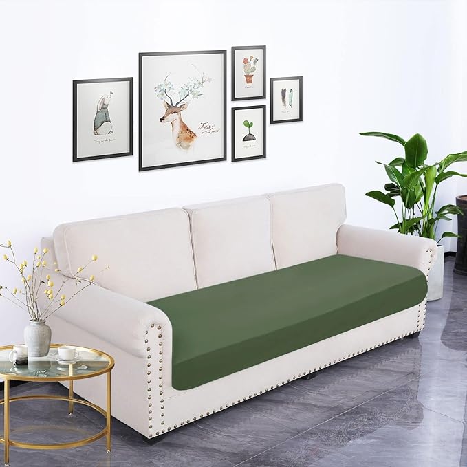 hyha Waterproof Couch Cushion Covers, Stretch Sofa Couch Seat Slipcover for Dog Washable, Non-Slip Waterproof Outdoor Cushion Covers for Patio Furniture Replacement (1 Piece for Large, Bronze Green)-Ruum Studio Home