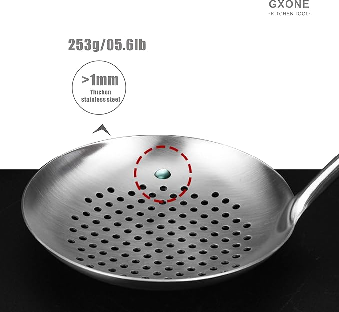 Slotted Spoon,304 Stainless Steel Skimmer Spoon with Heat Resistant Wooden Handle,Silver/15.8Inch-Ruum Studio Home