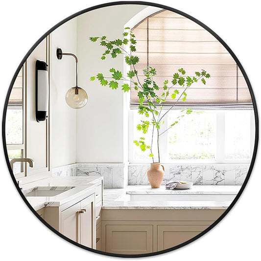 Fabuday Black Circle Mirror for Wall Decor 18 Inch - Bathroom Round Mirror with Matte Frame, Small Circular Mirrors for Entryway, Hallyway, Living Room, Bedroom-Ruum Studio Home