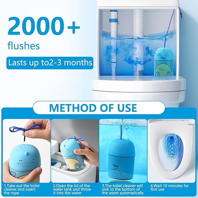 Toilet Bowl Cleaners Bottle Bathroom Toliet Bowl Cleaner with Fresh Ocean Scent Cute Dinosaur Shaped Toilet Tank Cleaner (Blue)-Ruum Studio Home