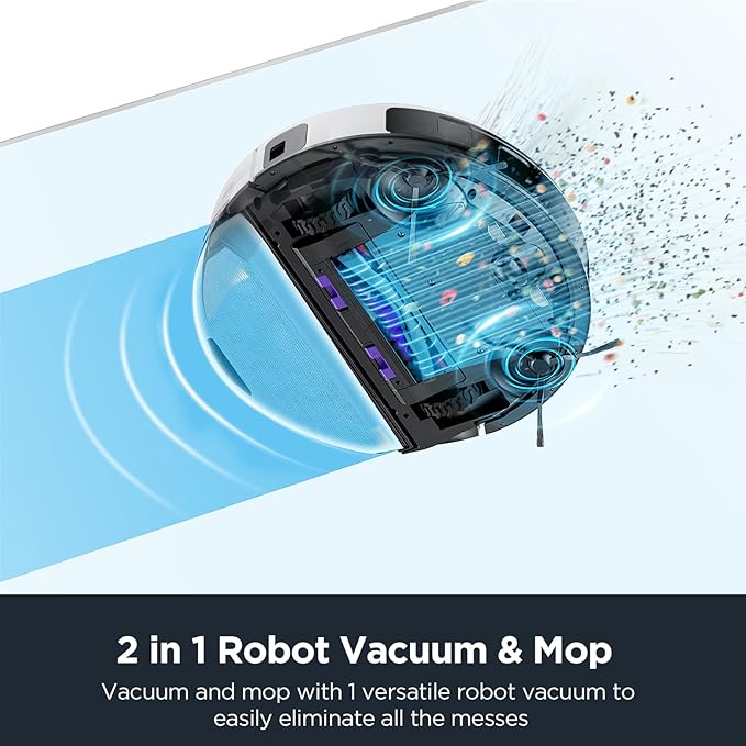 Eureka Robot Vacuum with Bagless Self Emptying Station, 2 in 1 Robotic Vacuum and Mop Combo, 60-Day Capacity, 4000Pa Suction, Auto Lifting Mop, LiDAR Navigation,NER E10s-Ruum Studio Home
