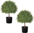 2 Pack 24.5inch Artificial Topiary Ball Plants, Faux Boxwood Ball in Pot, Fake Outdoor Plant for Front Door Decor, Home Decor, Garden, Wedding Decor-Ruum Studio Home