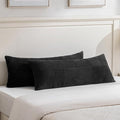 Fancy Homi Set of 2 Black Boho Long Lumbar Body Decorative Throw Pillow Cover 14x36 Inch for Bed Couch Bedroom Bench, Soft Patchwork Corduroy Textured Pillow Case, Rustic Farmhouse Room Décor-Ruum Studio Home