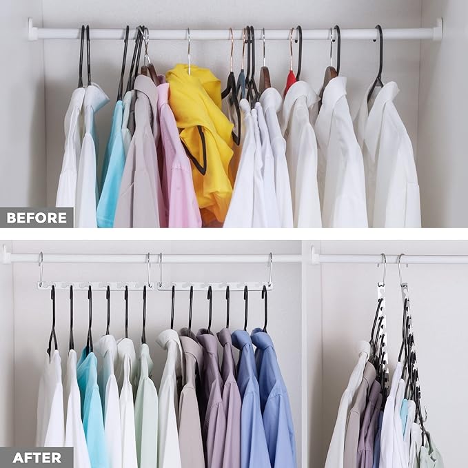 HOUSE DAY Space Saving Hangers for Clothes 12 Pack, Heavy Duty Hanger Organizer 30 Lbs Capacity, Metal Magic Hanger, Sturdy Multi Hangers, Closet Space Saver Closet Organizers and Storage-Ruum Studio Home