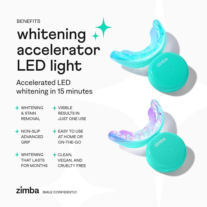 Zimba Supreme LED Teeth Whitening Kit with 3 Whitening Pens | LED Accelerator Light for Coffee, Wine, Soda, Tea, Tobacco, and Other Stains-Ruum Studio Home
