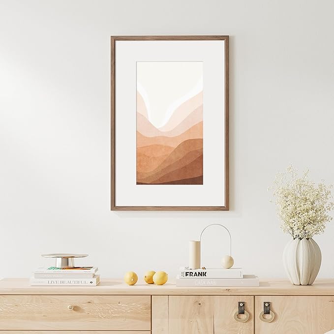 16x24 Poster Frame Natural Solid Walnut Photo Frames with 12x18 Removable Mat Wall Hanging Large Handcrafted Frame with HD Plexiglass Wall and Tabletop Display Large Picture Frame-Ruum Studio Home
