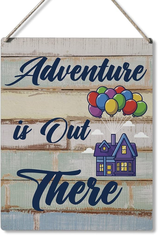 Qious Inspirational Signs Gift Farmhouse Adventure is Out There Wooden Hanging Sign Rustic Art Wall Home Living Room Bedroom Kitchen Decoration 10 x 8 Inches-Ruum Studio Home