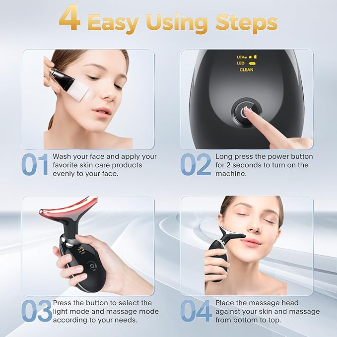 7-in-1 Deplux Face Neck Massager for Skin Care at Home, Facial Massager Glossy Black-Ruum Studio Home