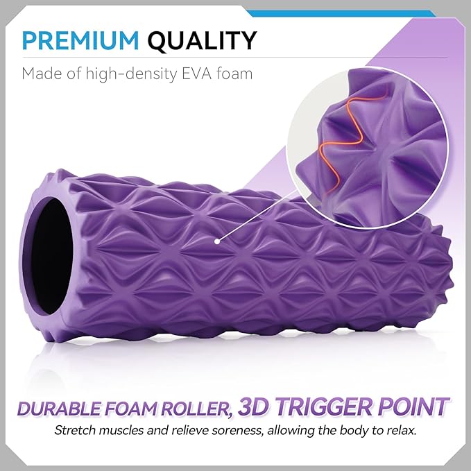 Foam Roller - 15 inch Deep Tissue Massager for Muscle Massage, Myofascial Trigger Point Release, Exercise, Yoga, Pilates & Stretching(Purple)-Ruum Studio Home