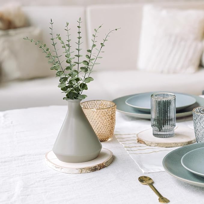 48Pcs Faux Eucalyptus Stems, 15" Artificial Eucalyptus Plants with White Frosted Coating, Fake Eucalyptus Decor Plastic Greenery Leaves for Wedding Bouquets Home Decor DIY Floral Arrangements-Ruum Studio Home