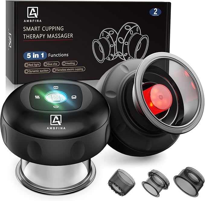 2 Electric Cupping Therapy Set, 5-in-1 Smart Cupping kit with Red Light Therapy, Gua Sha Massage Tool, Relieves Neck Shoulder Back Aches Muscle Soreness, Improves Blood Circulation-Ruum Studio Home
