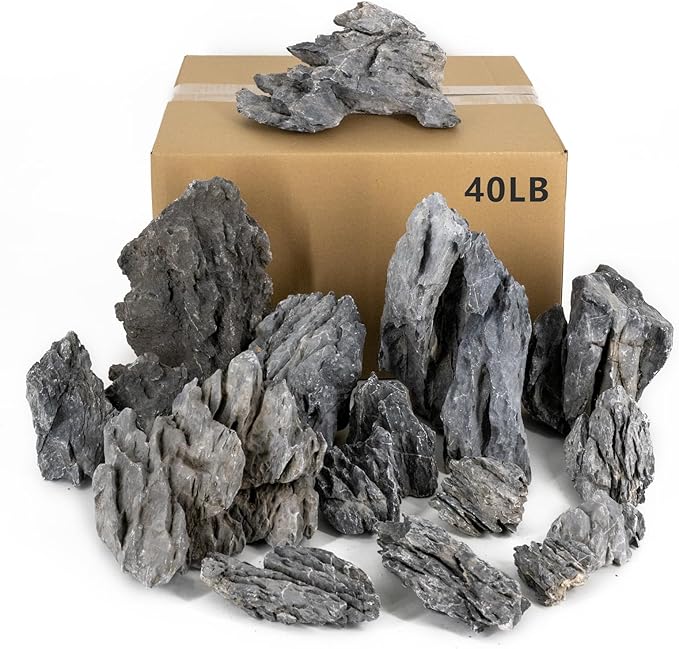 Dragon Stone Aquarium Rock Seiryu Stone for Aquariums, Fish Tanks, Bonsai, Terrariums, Wargaming Dioramas, Indoor or Outdoor Gardens-40Lb(2-10 Inch)-Ruum Studio Home