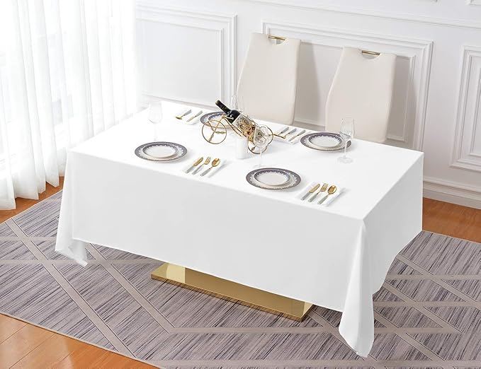 Surmente White Rectangle Tablecloth 60 x 120-inch Rectangular Polyester Table Cloth for Weddings, Banquets, or Restaurants-Ruum Studio Home