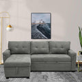 Naomi Home L-Shaped Reversible Sectional Sofa with Pull-Out Sleeper Bed and Storage Chaise, Gray Velvet-Ruum Studio Home