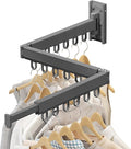 Wall Mounted Clothes Drying Rack - Foldable, Retractable Laundry Hanger with Grey-Rings-Ruum Studio Home