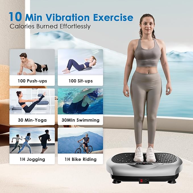 Vibration Plate Exercise Machine - Whole Body Workout Vibration Platform Lymphatic Drainage Machine for Weight Loss Home Fitness with Resistance Bands Remote-Ruum Studio Home