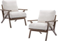 chairus Mid Century Accent Armchairs Modern Upholstered Lounge Chairs Compfy Leisure Arm Chairs for Living Room Fireplace/Bedroom/Reception/Dorms, Set of 2, Linen Fabric White-Ruum Studio Home