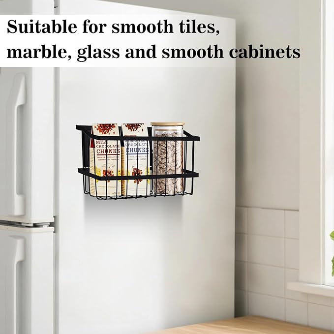 Magnetic Storage Basket, Black Magnetic Towel Basket with Strong Magnet for Kitchen Laundry Room Office School Organization and Home Dryer Ball Storage, 11.02"x3.15"x5.91"-Ruum Studio Home