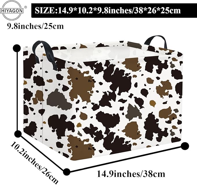 HIYAGON Rectangular Cow Basket Kids Basket Baby Storage Bin Toy Basket Organizer Box for Boys Room Decor(Cow)-Ruum Studio Home