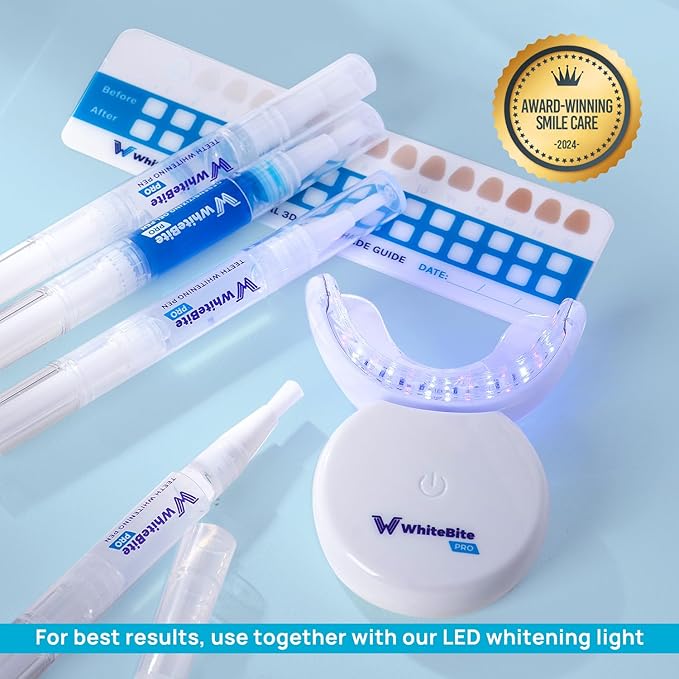 WhiteBite Pro Teeth Whitening Pens for Sensitive Teeth – 4 Pens Total (1 Blue Gel Pen for Sensitivity Relief), 35% Carbamide Peroxide Gel, Fast Whitening Results, Enamel-Safe, Travel-Friendly-Ruum Studio Home
