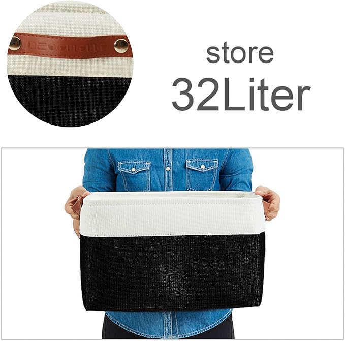 DECOMOMO Storage Baskets for Shelves - Fabric Closet Organizers and Storage Bins, Perfect Baskets for Organizing Closet Toys Nursery (Black and White, XL - 3 Pack)-Ruum Studio Home