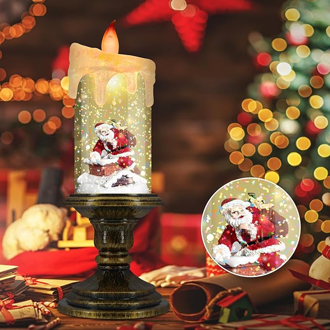 Christmas Flameless Candles, Flickering LED Candles with Timer, Snow Globe Candle Lights for Christmas Decorations-Ruum Studio Home
