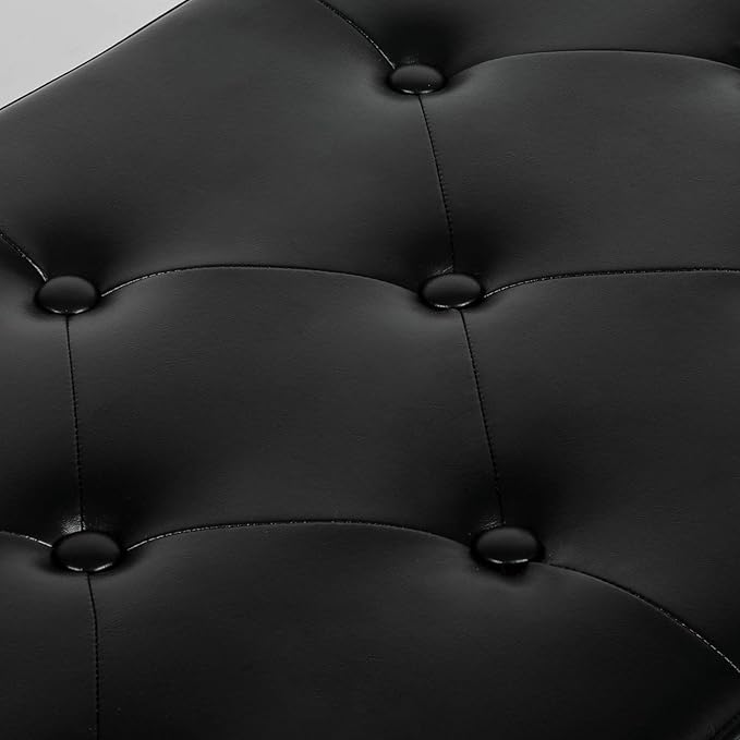 Joveco 47 Inch Storage Ottoman Bench,Tufted Leather Storage Bench with Nailhead Trim for Bedroom (47”,Black)-Ruum Studio Home