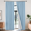 Joydeco Pleated Curtains for Living Room Bedroom, Linen Drapes 90 inch Length 2 Panels Set, Blackout Thermal Insulated Curtain(Chambray Blue,40'' Wx90'' L)-Ruum Studio Home