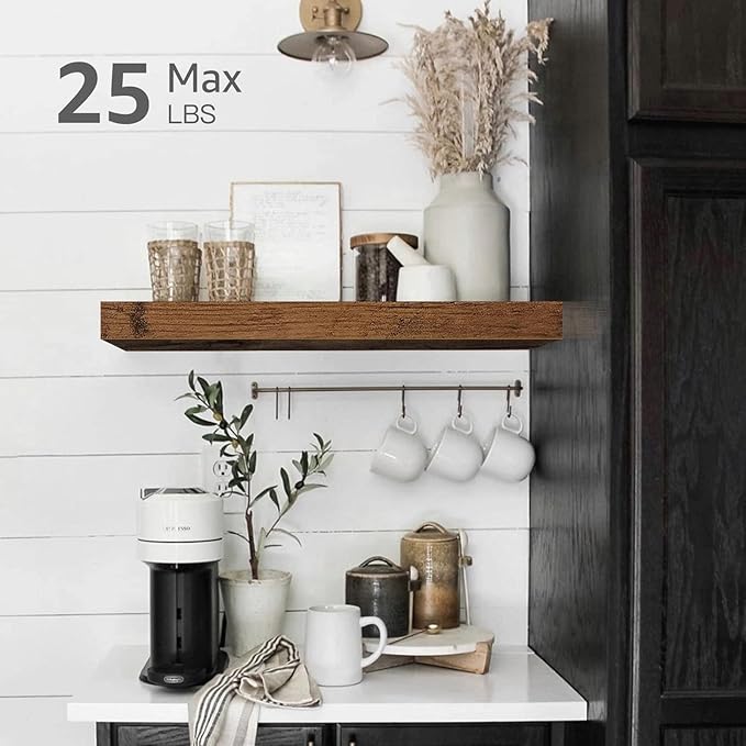QEEIG Floating Shelves for Wall Bathroom Shelf Bedroom Kitchen Living Room Hanging Book Shelves Small Farmhouse Decor 16 inch Set of 3, Rustic Brown (015-BN3)-Ruum Studio Home