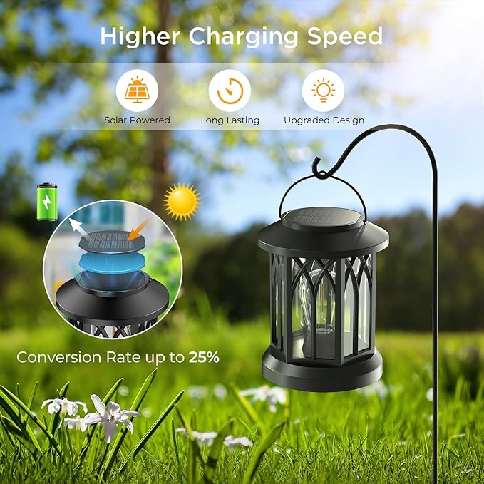 WdtPro Solar Lanterns Outdoor Hanging 4 Pack, Upgraded Bright Waterproof Lantern for Outside, Over 12Hrs Powered Lights for Garden, Yard, Patio Decor (Warm Light)-Ruum Studio Home