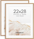 22x28 Poster Frame Set of 2 Natural Solid Oak Photo Frames with 18x24 Removable Mat Wall Hanging Large Handcrafted Frame with HD Plexiglass Wall and Tabletop Display Large Picture Frame-Ruum Studio Home