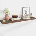48 Inch Floating Shelves, 12 Inch Deep Floating Shelves for Wall, Floating Shelf with Invisible Brackets, Deep Shelves for Bathroom, Bedroom, Living Room, 1 Pack, Walnut-Ruum Studio Home