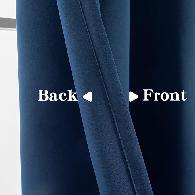 Blackout Curtains Custom Size for Bedroom 1 Panel, Thermal Insulated Blackout Curtains, Solid Grommet Privacy Room Darkening Drapes for Living Room Window (Customsize, Navy Blue)-Ruum Studio Home