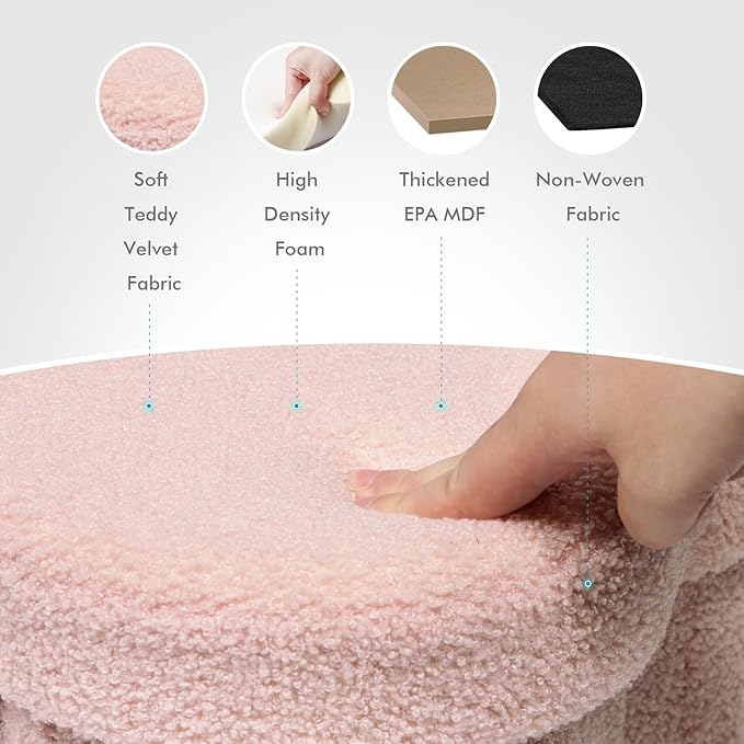 B FSOBEIIALEO Storage Ottoman Cube, Flowers Shaped Ottomans with Storage Foot Stool Footrest for Lving Room, Boucle Ottoman Seat for Dorm Room,Faux Teddy Fur, Pink 12.6"x12.6"x12.6"-Ruum Studio Home