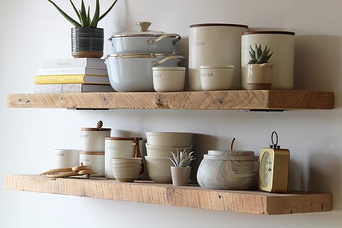 Urban Legacy Deep Floating Shelves | Reclaimed Barn Plank Deep Floating Shelves with Low Profile Brackets | High Weight Capacity (48" x 11" x 2")-Ruum Studio Home