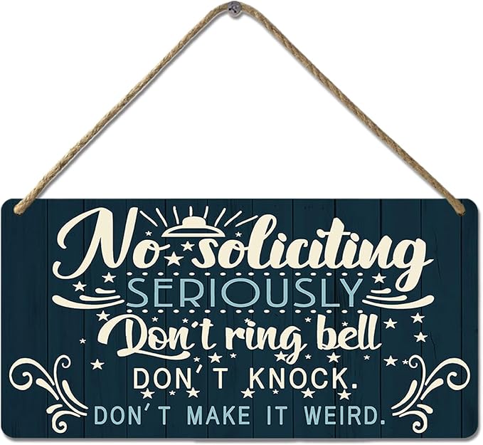 No Soliciting Sign for House Door Funny Do Not Ring Doorbell Sign for Home Front Door Seriously Don't Knock Or Ring Doorbell Don't Make It Weird Wooden Yard Signs 12x6 Inch-Ruum Studio Home