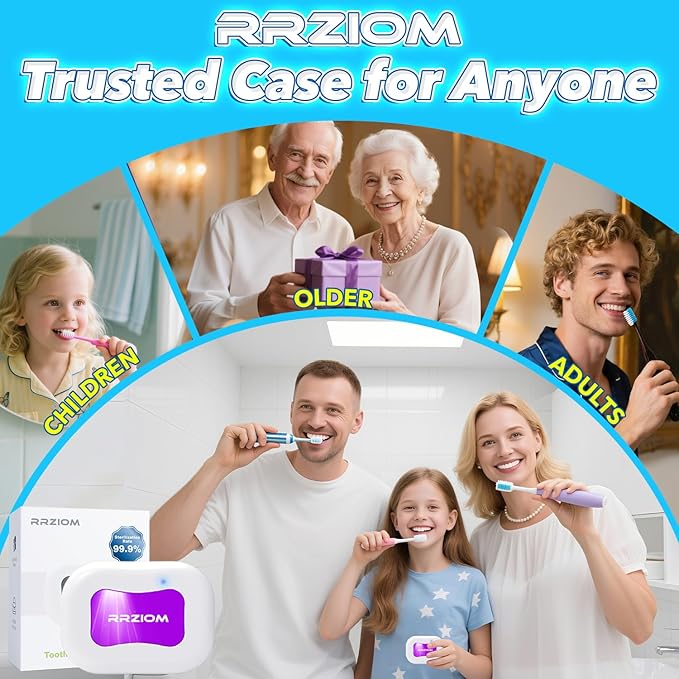Toothbrush Sanitizer Case, Portable Toothbrush Covers Rechargeable, Rechargeable Toothbrush Cleaner Holder Case for Travel Home, Detachable Toothbrush Cover Cap for All Toothbrushes (White)-Ruum Studio Home