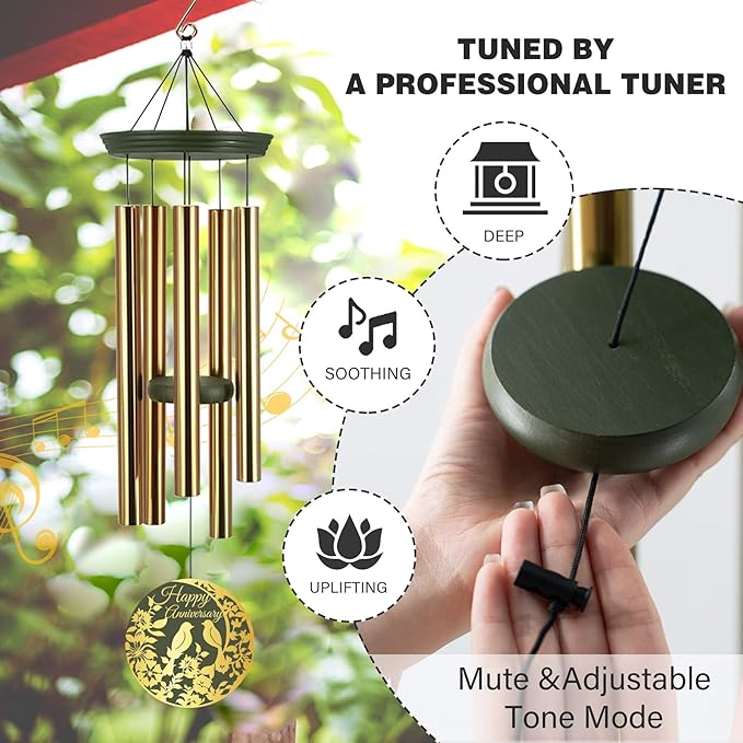 ASTARIN Happy Anniversary Wind Chimes Personalized, Deep Tone Wind Chimes for Memory Day, for Couple Friends Wife Husband, Marriage Keepsake Gift Ideas-Ruum Studio Home