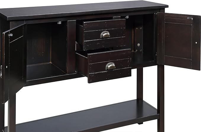 Solid Wood Farmhouse Console Table,Sofa Table with Storage Drawers and Shelves,Entryway Table for Entry Hallway Foyer Sofa Side Table,Fully Assembled(48" Espresso)-Ruum Studio Home