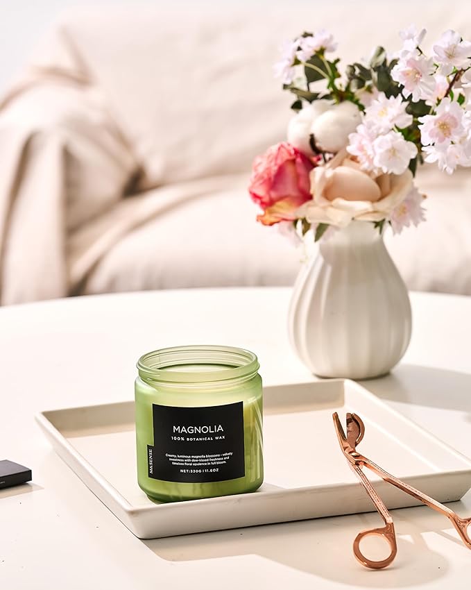 M&SENSE Magnolia Jasmine Spring Scented Candle, 11.6oz 70 Hours Long Lasting Clean Non Toxic All Natural Soy Wax Candle for Relaxing & Stress Relief, 2 Wick Romantic Fragrance Gifts for Home Decor-Ruum Studio Home