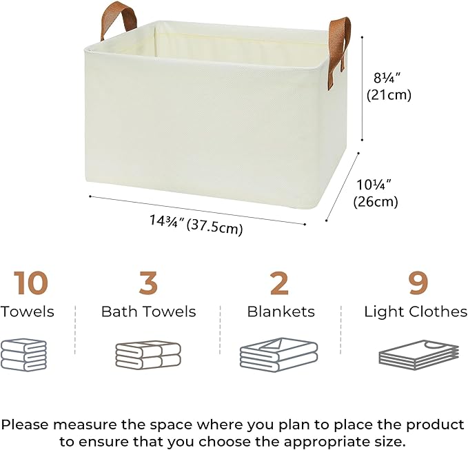 GRANNY SAYS Storage Baskets for Shelves, Closet Organizer Bins, Clothes Storage Bins with Metal Frame, Large Baskets for Organizing and Storage, Collapsible, Ivory, 2-Pack-Ruum Studio Home
