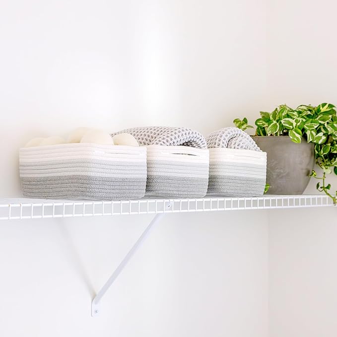 NaturalCozy 11.8"x8"x4.5” Rectangle Storage Baskets for Shelves 3 Pack | Cotton Rope Woven Small Baskets for Organizing | Small Storage Bins for Nursery, Bathroom, Closet, Shelf, Decorative, Gift-Ruum Studio Home